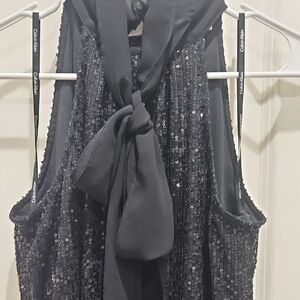 Calvin Klein Black Sequin Halter Top